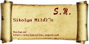 Sikolya Milán névjegykártya
