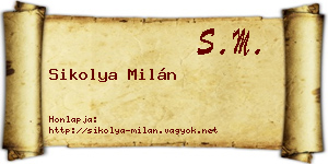 Sikolya Milán névjegykártya