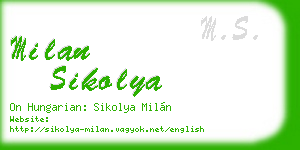 milan sikolya business card